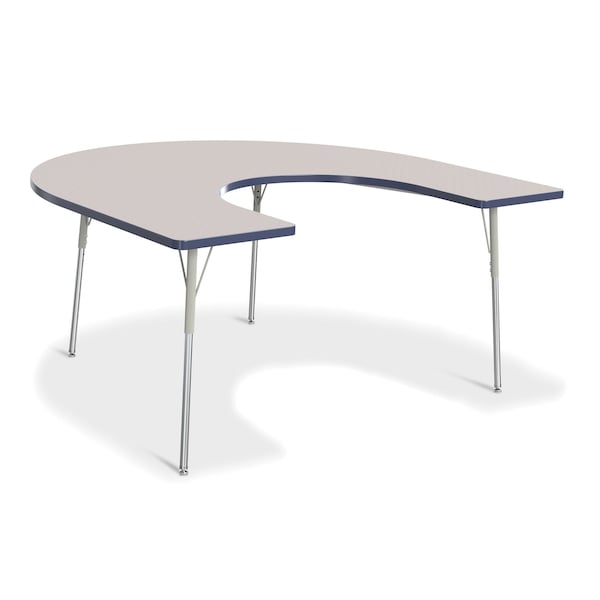 Berries Horseshoe Activity Table, 66 in. x 60 in., A-height, Freckled Gray/Navy/Gray